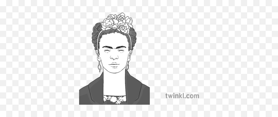 Twinkl Portrait Of Frida Kahlo Black - Illustration Png,Frida Kahlo Png