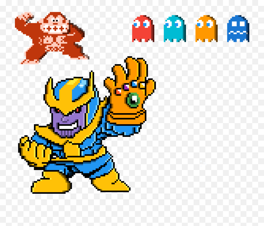 Pac Man Ghosts King Kong And Thanos - Manu0027s The Most 8 Bit Donkey Kong Png,Thanos Png