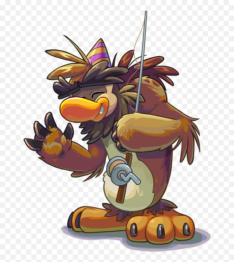 Puffle Party 2015 Sasquatch With Fishing Pole - Sam The Club Penguin Sasquatch Png,Fishing Pole Png