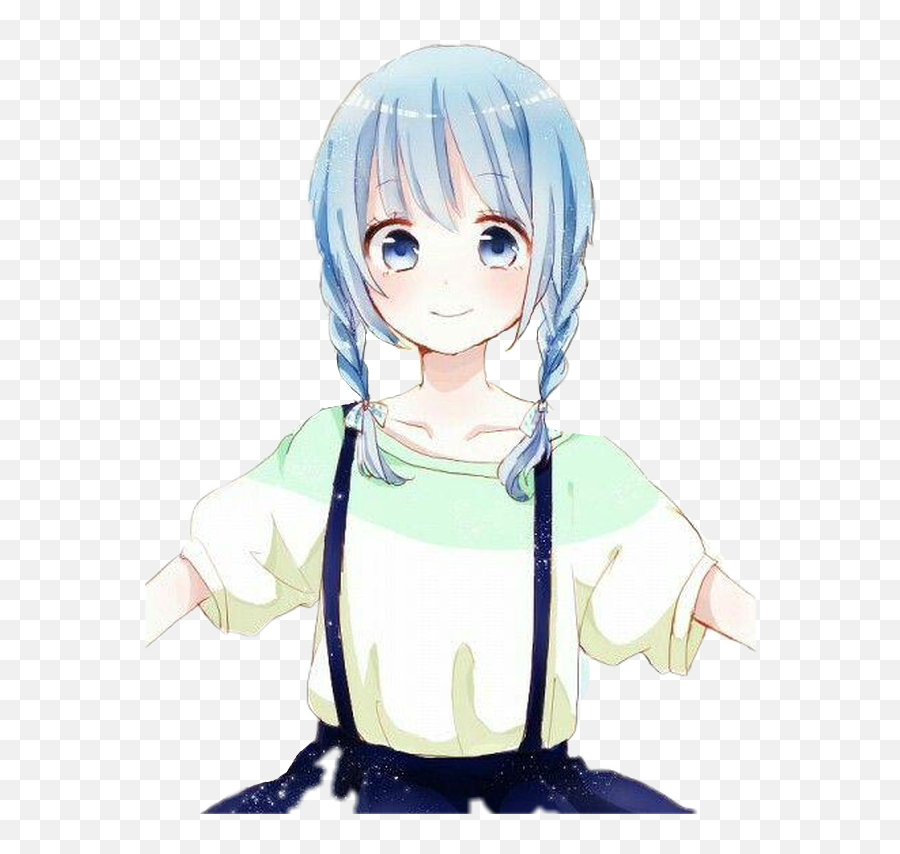 Anime Girl With Pigtails Png Download - Anime Girl Blue Cute Blue Haired Anime Girl,Anime Hair Transparent