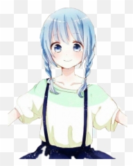 Anime Girl With Pigtails Png Download - Blue Cute Haired