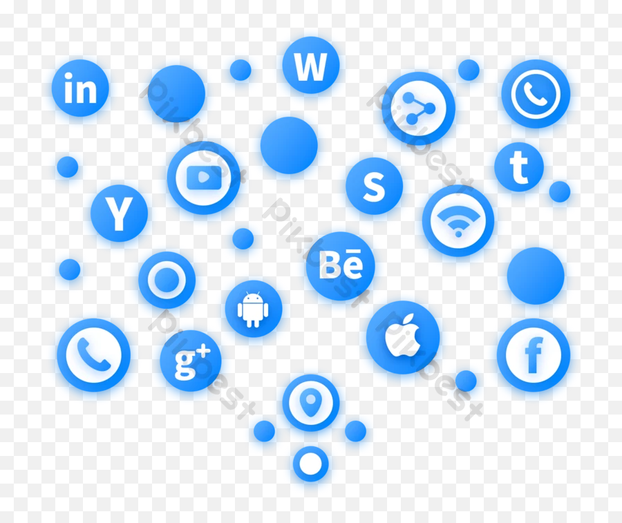 Blue Social Media Icons Psd Free Download - Pikbest Dot Png,App Icon Template Psd