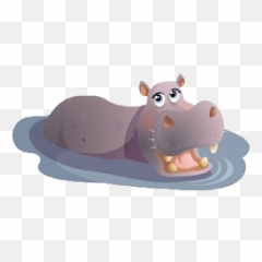 Download Hd Clipart Hippo Carton - In Water Cartoon png