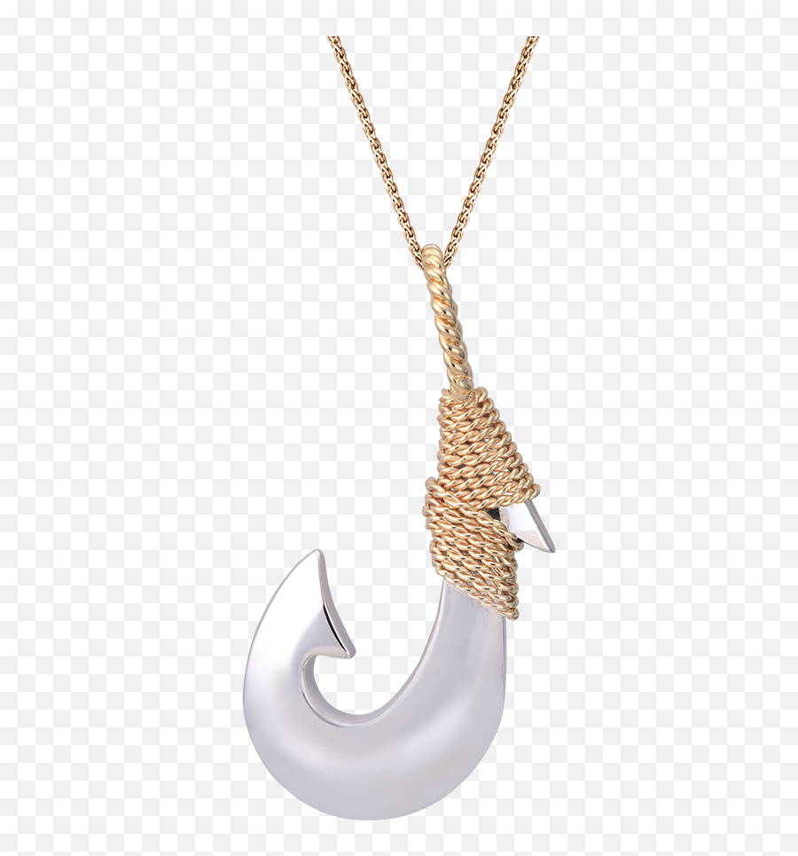 Yellow Gold And Silver Fish Hook Pendant - Hook Necklace Png,Fish Hook Png
