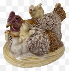 Staffordshire Hen With Baby Chicks - Rooster Png,Baby Chick Png