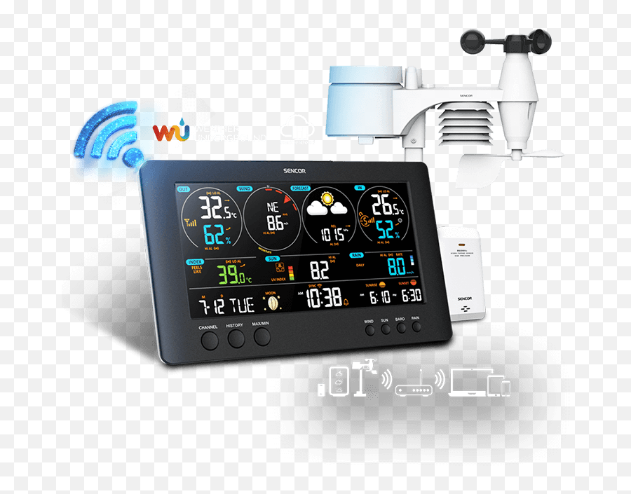 Wifi Professional Weather Station Sws 12500 Sencor - Portable Png,Weather Channel Temperature Icon