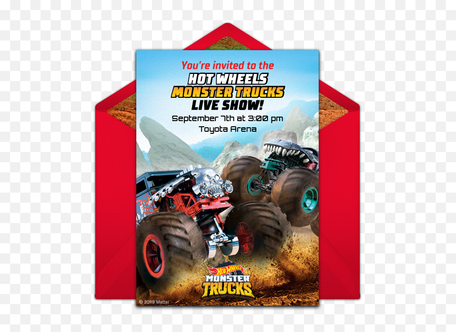 Free Hot Wheels Monster Truck Live Online Invitation - Hotwheels Birthday Party Invitations Png,Monster Truck Icon