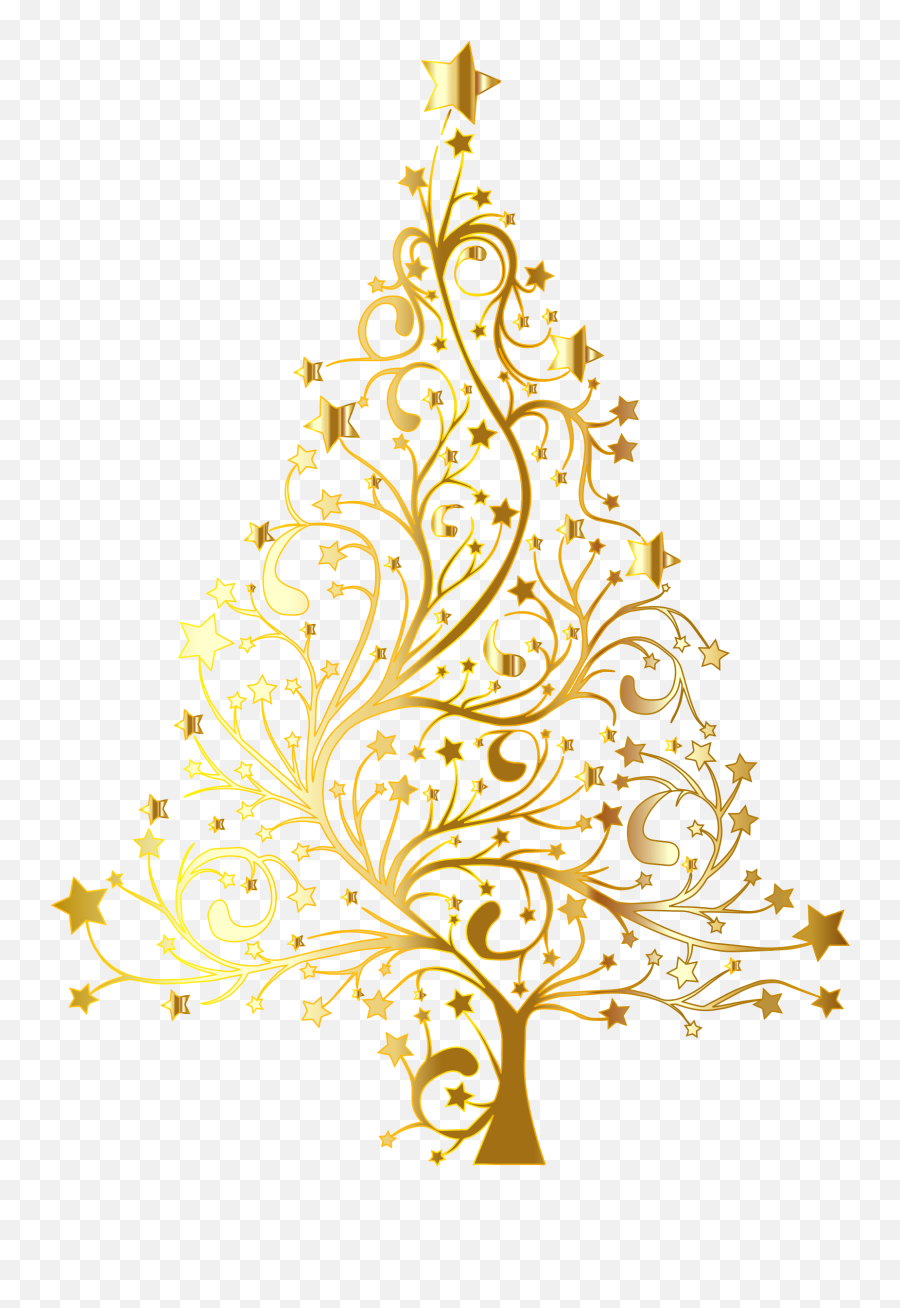 Clipart Bow Christmas Tree Decoration - Gold Christmas Tree Vector Png,Gold Bow Transparent Background