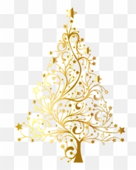 Clipart Bow Christmas Tree Decoration - Gold Christmas Tree Vector png
