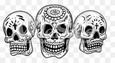 3 Skulls Day Of The Dead - Day Of The Dead Three Skulls Drawings Skull The Day Of The Dead Png,Day Of The Dead Png