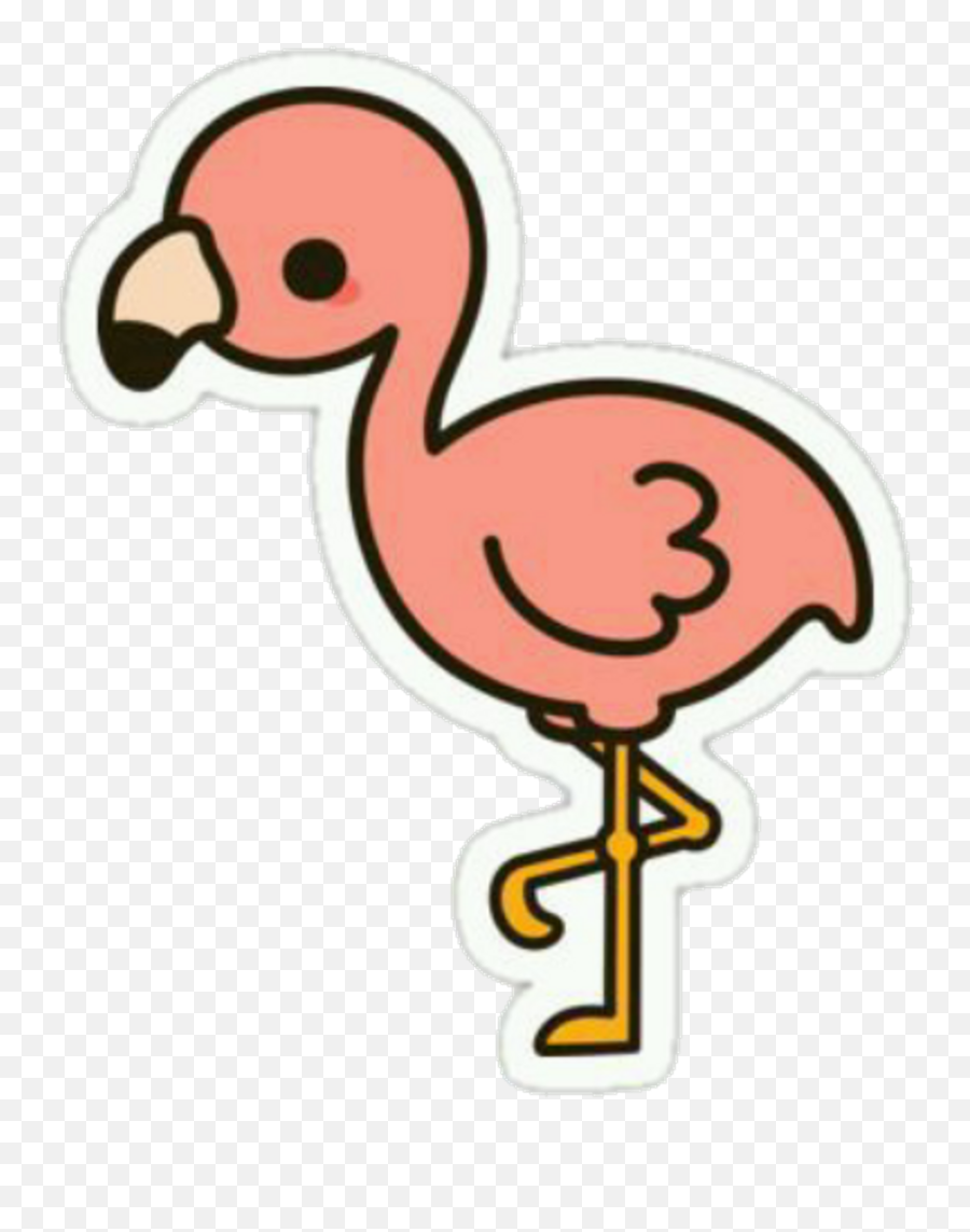 Kawaii Cute Pink Flamingo Bird Tumblr Transparent - Cute Easy Flamingo Drawing Png,Flamingo Transparent Background
