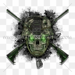Skull Army Helmet Production Ready Artwork For T - Shirt Skull On Military Helmet Png,Army Helmet Png