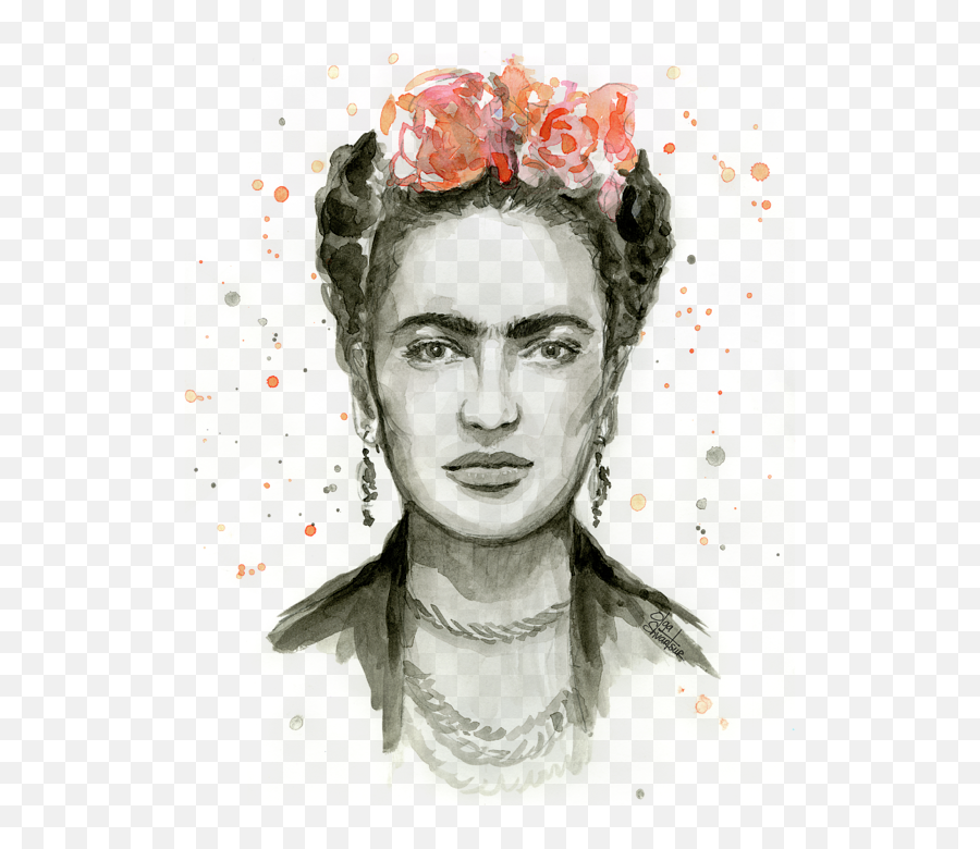 Frida Kahlo Portrait T - Frida Kahlo Watercolor Paintings Png,Frida ...