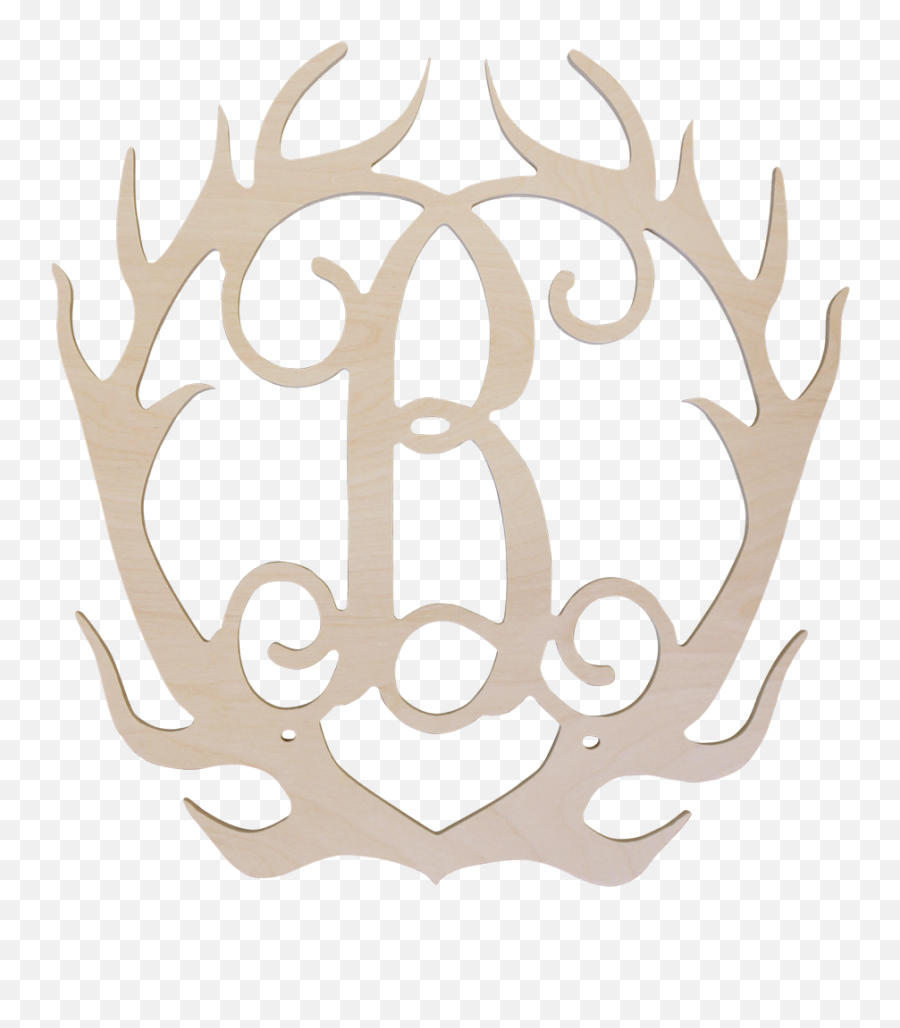 Download Wooden Deer Antler Initialed Emblem - Pearl Metal Monogram Signs Png,Deer Antler Png