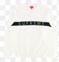 Supreme Logo Stripe Pique Crewneck Fw 16 - SU4036 png