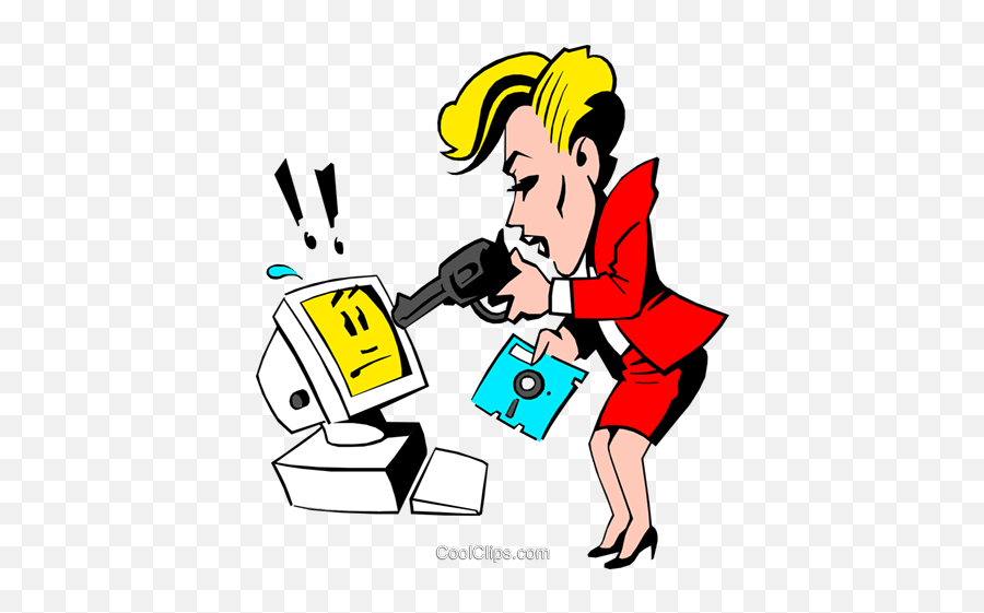 Download Cartoon Woman Pointing A Gun - Cartoon Woman Png,Cartoon Computer Png