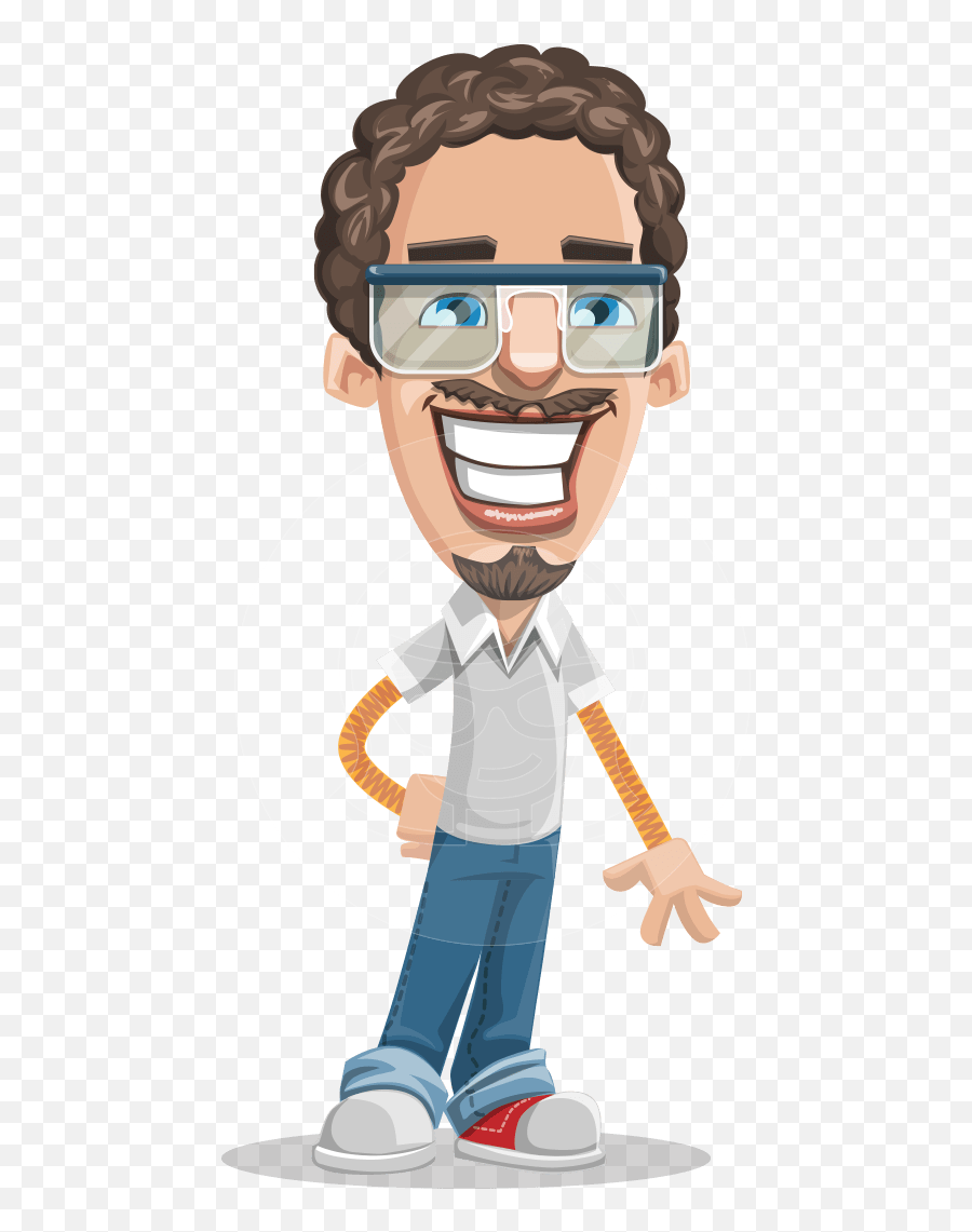 Cheerful Guy With Glasses And Beard Vector Illustration - Goatee Cartoon  Png,Cartoon Glasses Transparent - free transparent png images 
