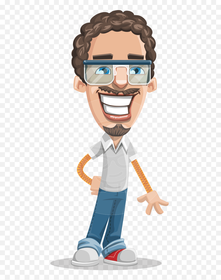 Cheerful Guy With Glasses And Beard Vector Illustration - Goatee Cartoon Png,Cartoon Glasses Transparent