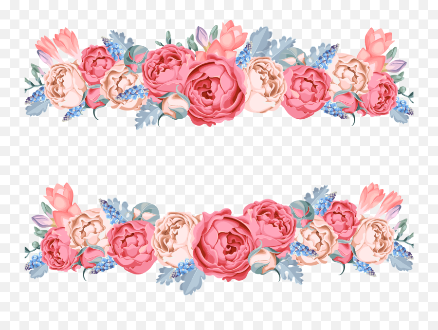 Pink And Blue Flowers Clipart Images Gal 1045886 - Png Blue Pink Flower Vector,Blue Flowers Png