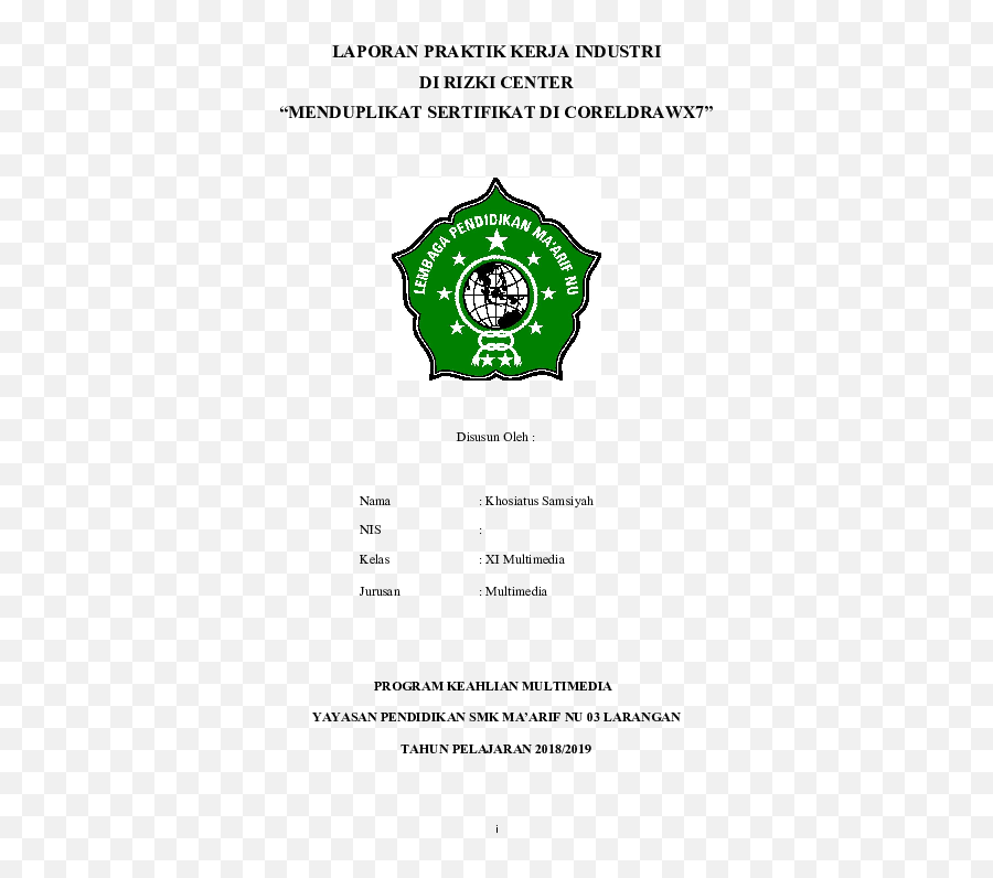 Laporan Praktik Kerja Industri - Smk Ma Arif Nu Png,Fungsi Icon Corel Draw X5