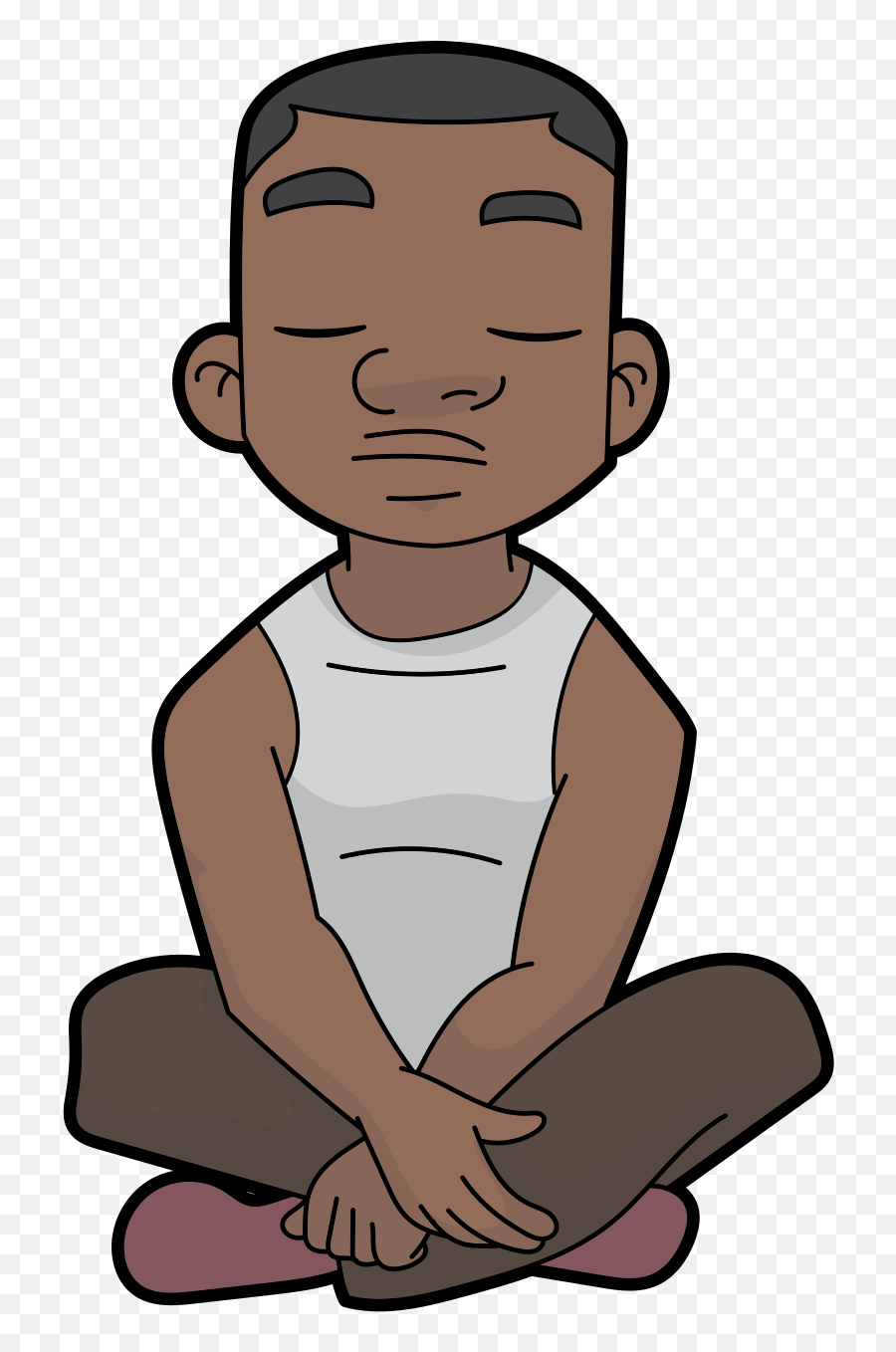 Black Cartoon Guy In Deep Meditation - Cartoon Black Guy Face Png,Black Guy Png