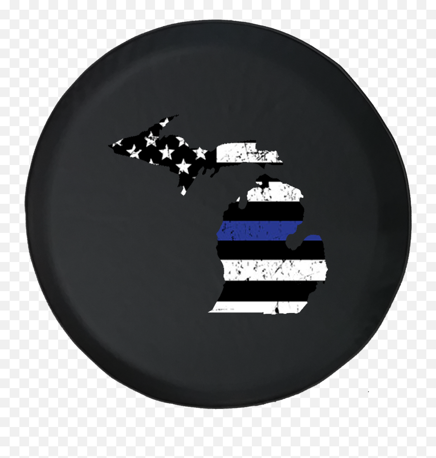 Michigan - Thin Blue Line Distressed American Flag Spare Tire Cover Jeep Rv 33 Inch Walmartcom Circle Png,Black And White American Flag Png