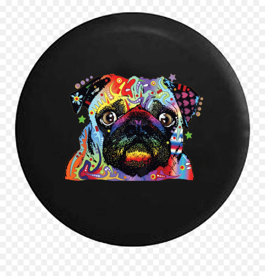 Download Pug Bug Eyes Dog Face Neon Artistic Jeep Camper - Pug Jeep Tire Cover Png,Dog Face Png