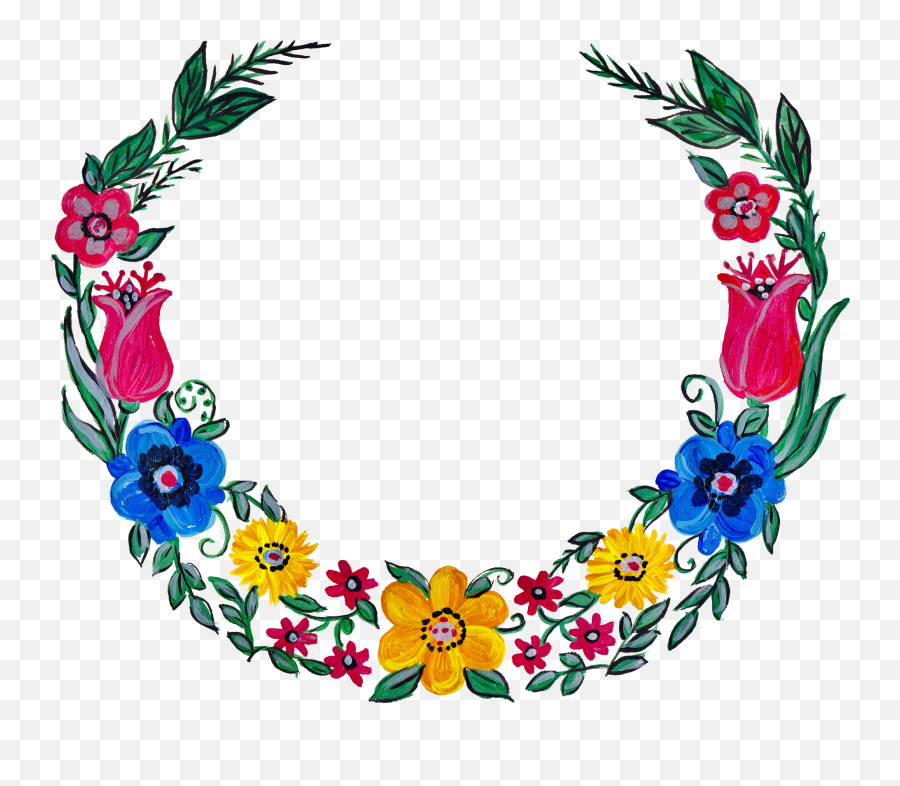 4 Flower Wreath Painting Png Transparent Onlygfxcom - Bunga Png Transparent,Painting Png