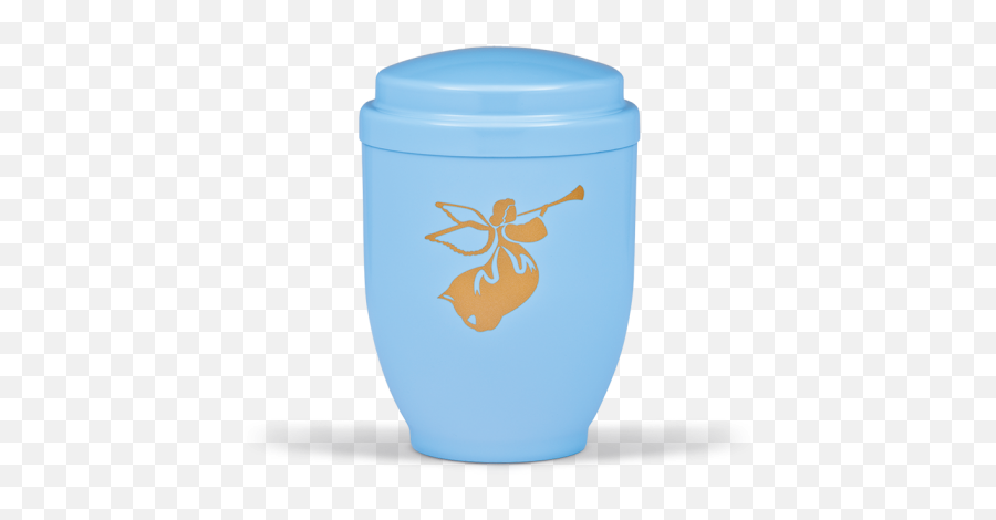 Blue Steel With Gold Angel Emblem Funeral Cremation Ashes Urn For Childboy 354 - Water Bottle Png,Ashes Png