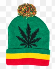 Green Rasta Weed Leaf Beanie - png