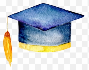 Download Hand Painted Cartoon Bachelor Hat Png Transparent - Mortarboard,Cartoon Hat Png