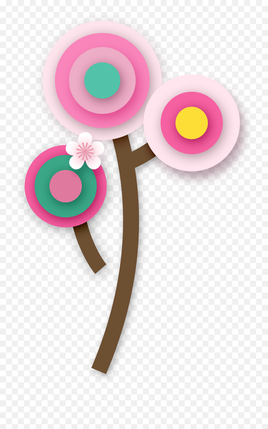 Download Hand Painted Cartoon Flat Flower Decoration Vector - Clip Art Png,Flat Hand Png