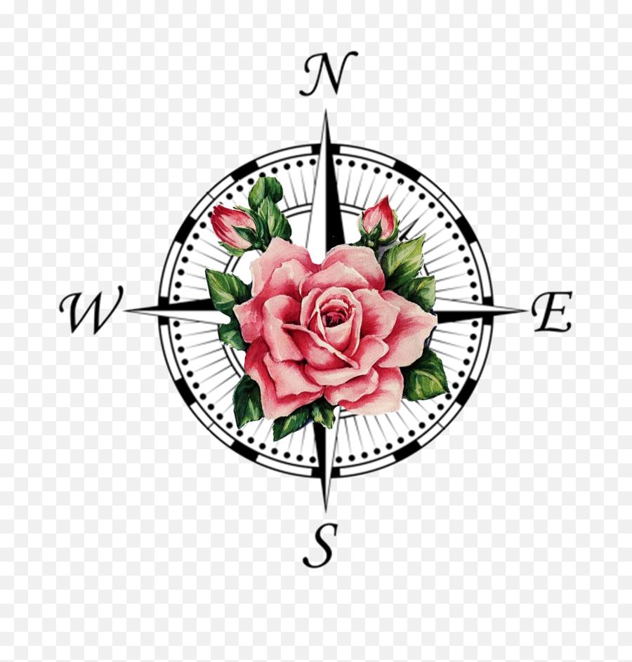 Compass Rose Tattoo Transprent Png Free - Compass Rose With A Rose,Compass Transparent Background