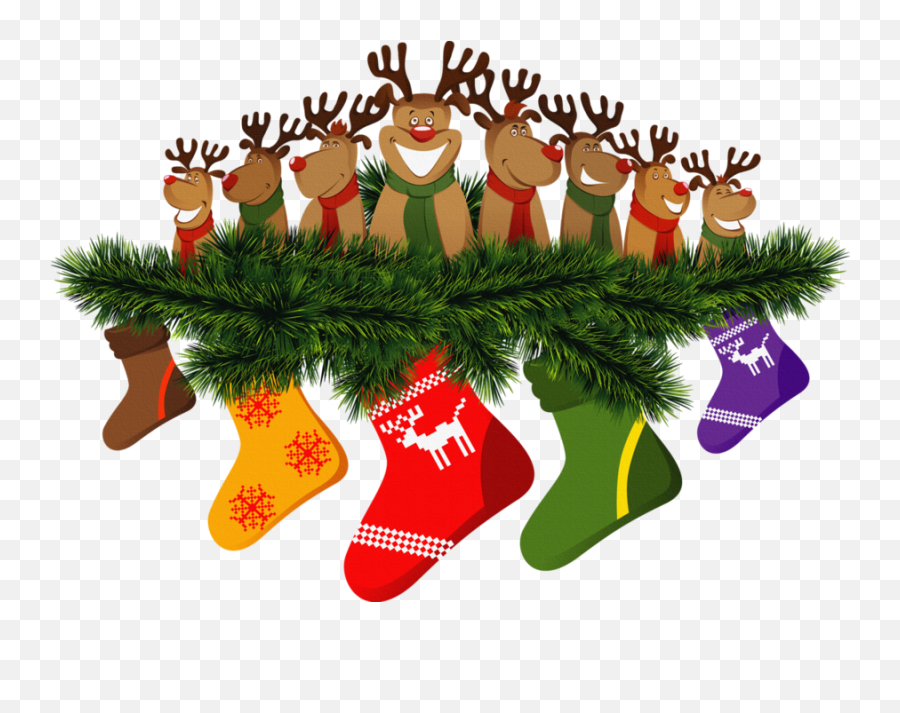 Clipart Socks Xmas Transparent - Christmas Reindeer Png,Christmas Stockings Png