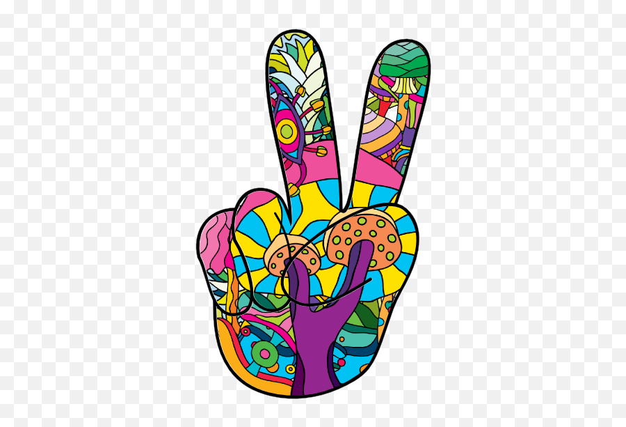Psychedelic Hand Peace Sign Hippie Sticker - Hand Peace Sign Hippy Png,Peace Sign Png