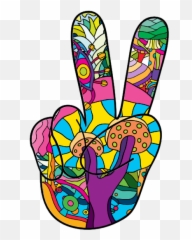 Psychedelic Hand Peace Sign Hippie Sticker - Hippy png