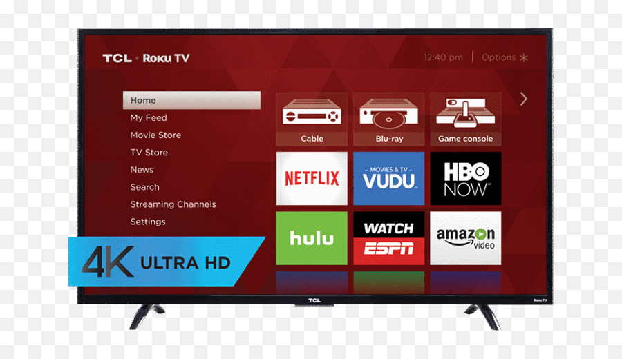 Tcl 43u201d Up130 4k Uhd Led Roku Smart Tv - Smart Tv Tcl 55 Uhd 4k Png,Roku Png