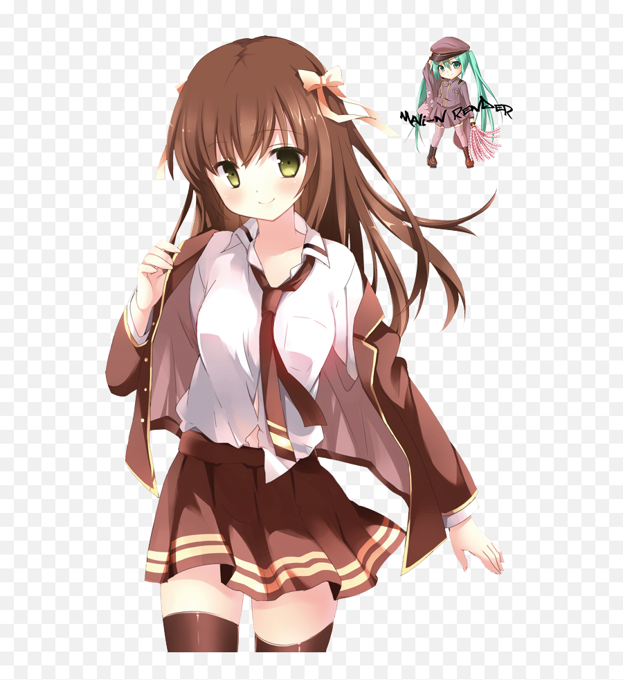 Download Anime Girl With Brown Hair Png Svg Free Library - Brown Hair Anime Girl,Anime Hair Transparent