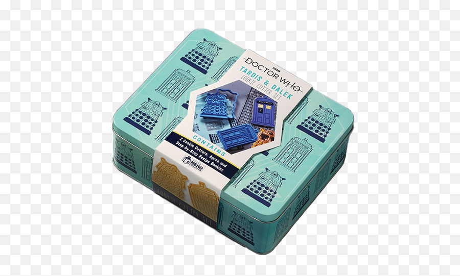 Doctor Who Tardis And Dalek Cookie Cutter Baking Set With Apron Preorder - Merchoid Tardis Png,Tardis Transparent