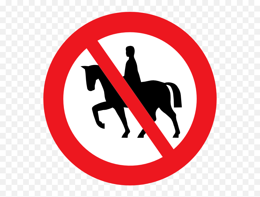 Horse Riding Prohibited White Bg Clip Art - No Horse Riding Sign Png,Prohibited Sign Png