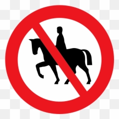 Horse Riding Prohibited White Bg Clip Art - No Horse Riding Sign Png,Prohibited Sign Png
