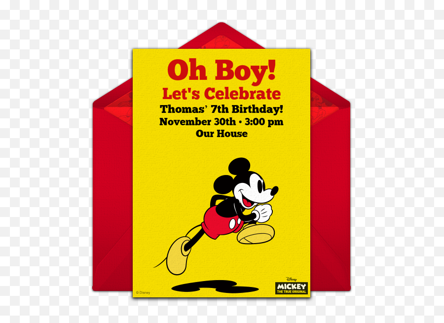 Download Classic Mickey Mouse Online Invitation - Graduation Banquetes Png,Mickey Mouse Birthday Png