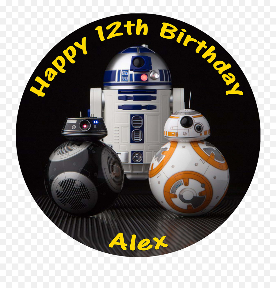 Details About Star Wars Last Jedi Bb8 R2d2 Bb9e Personalised Round Edible Birthday Cake Topper Trolls Poppy Png Bb - 8 Png