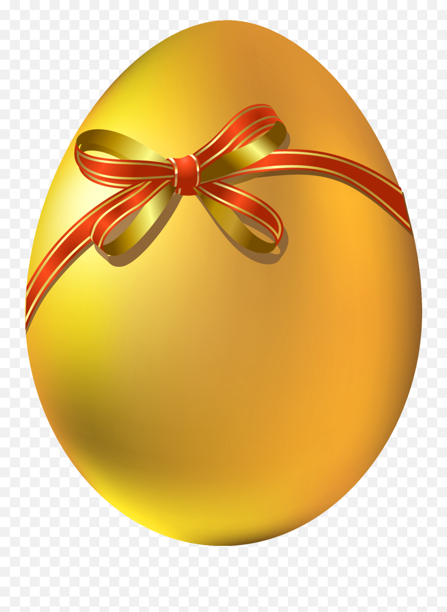 Gold Easter Egg With Red Bow Png Clipart - Png Images Of Easter Eggs,Gold Bow Png