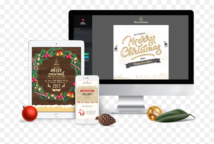 Christmas And New Year Responsive Email Template With - Responsive Web Design Png,Happy Holidays Transparent Background