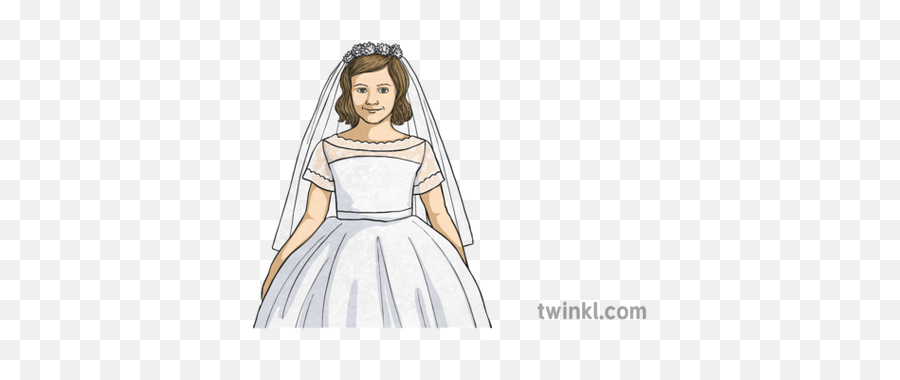 Girl First Communion Illustration - Twinkl Bridal Veil Png,First Communion Png