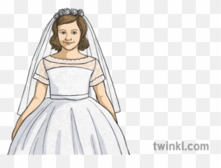 Girl First Communion Illustration - Twinkl Bridal Veil png