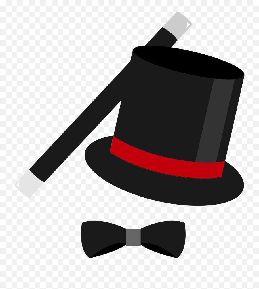 Magic Top Hat Wand And Bowtie Clipart Free Download Png