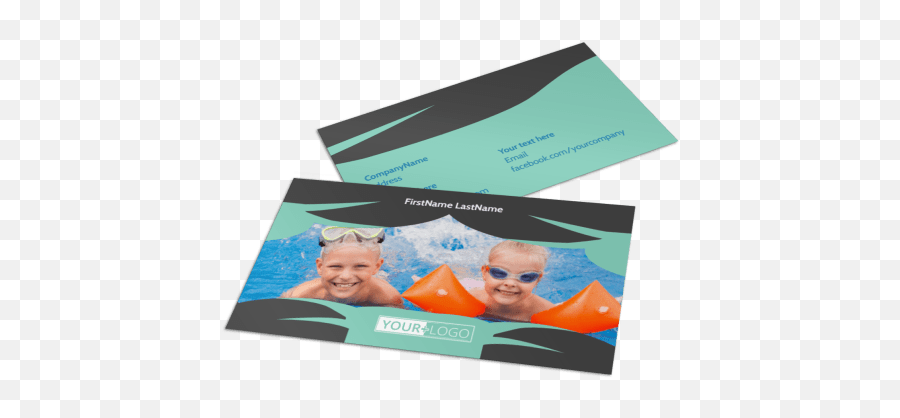 Swimming Lessons Business Card Template - Art Paper Png,Facebook Logo For Business Cards