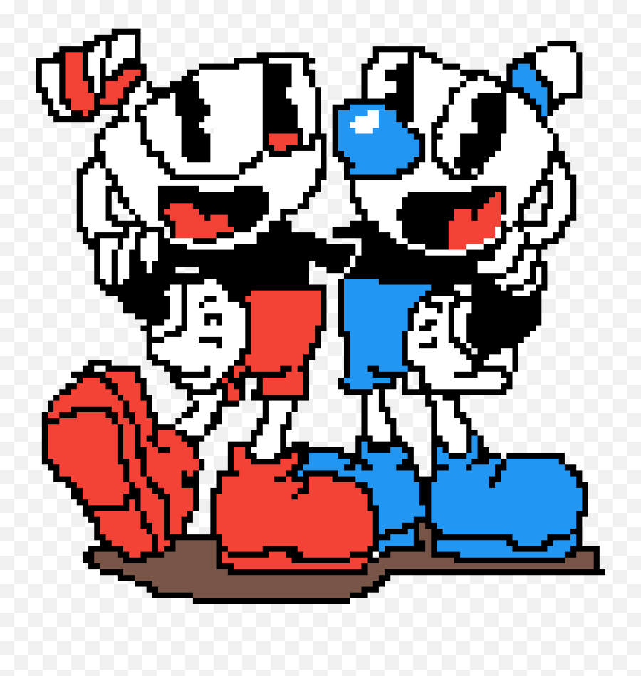 Pixilart - Cuphead And Mugman Pixel Version By Anonymous Cup Head Mug Man Png,Cuphead Transparent